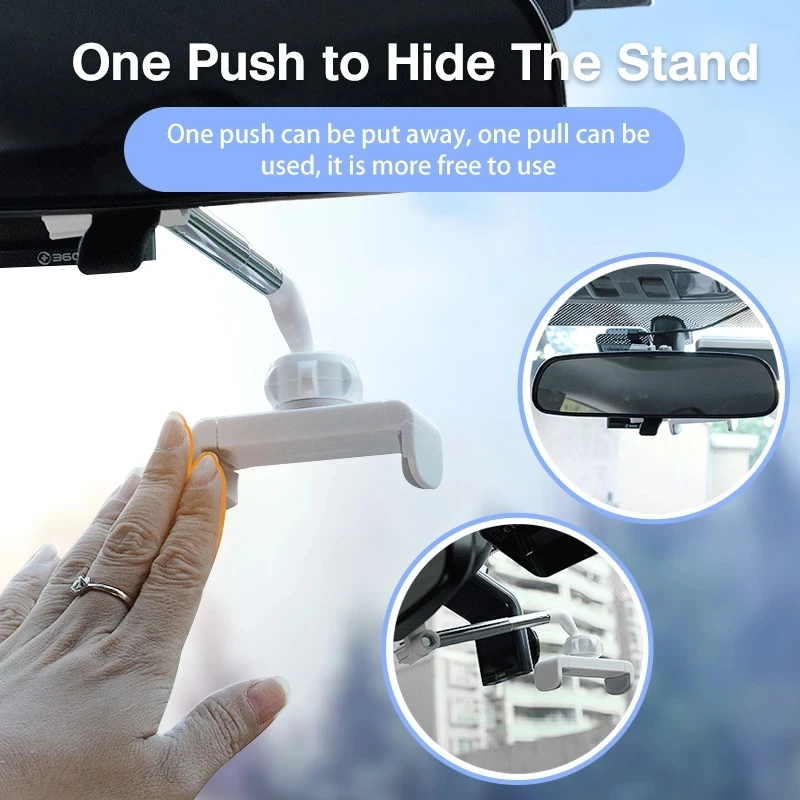 2022 New Car Rearview Mirror Mount Phone Holder For iPhone 12 GPS Seat Smartphone Car Phone Holder Stand Adjustable Support