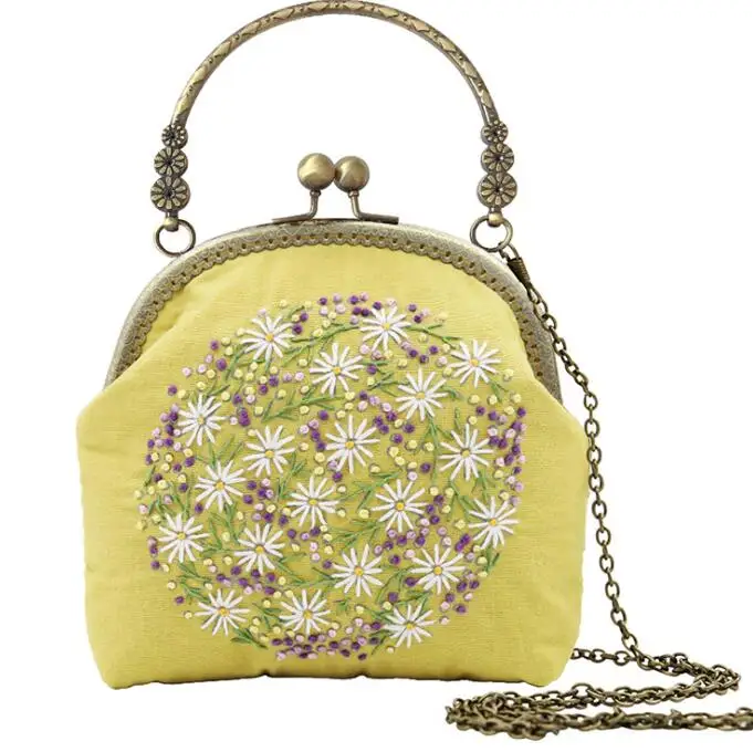 16.5cm DIY Handcraft Needle Arts Portable Bag Messenger Bag 3D Embroidery Flowers Cross Stitch Kit - Цвет: 5