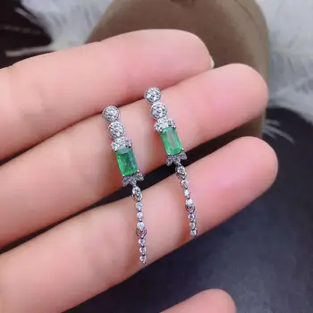 

Natural Columbia Emerald Gemstone Earrings Real 925 Silver Fashion Fine Jewelry for Women【FS Jewelry】