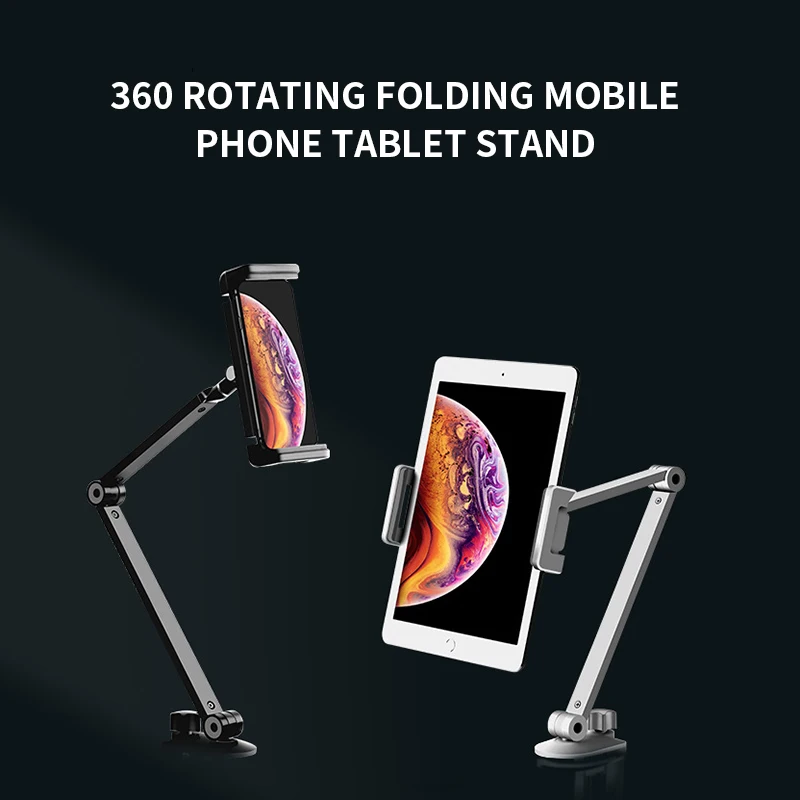 Suporte da Tabuleta Gira o Suporte Longo do Telefone Móvel do Braço Liga de Alumínio Montagem da Tabuleta para o Iphone Altura Ângulo Ajustável Ipad Huawei Que - 2 Suporte p/ celulares
