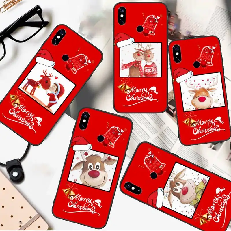 

Cute Merry Christmas New Year Deer Phone Case For Xiaomi Redmi Note 4 4x 5 6 7 8 pro S2 PLUS 6A PRO