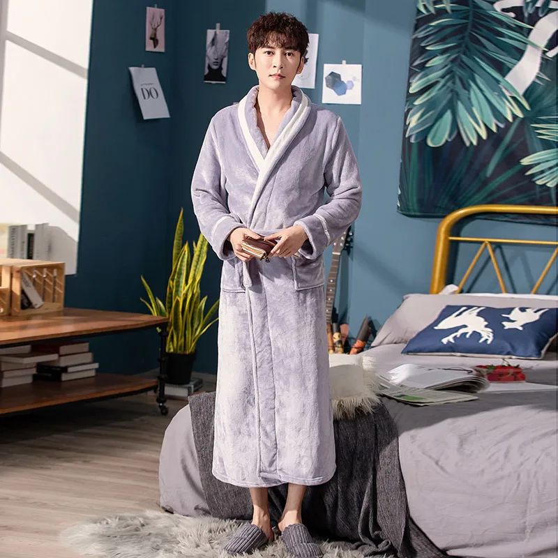 Зимний теплый длинный халат для влюбленных, плотное теплое Коралловое кимоно из рунной шерсти, банный халат размера плюс, ночные рубашки, халат для подружки невесты