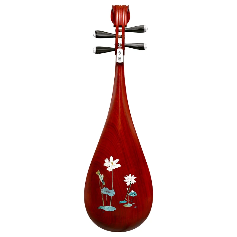 New Type Fine-tuning Axis Pipa 8912CF African Red Sandalwood Material Natural Wood Color Water Hibiscus Pipa Musical Instrument