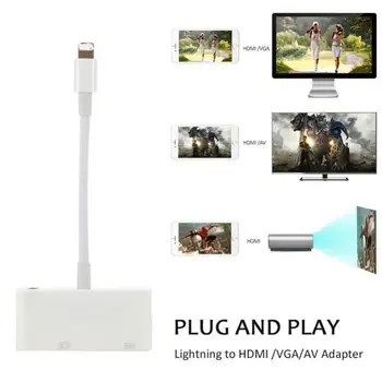 

Projector Cable For Apple Lightning to VGA Adapter HD Audio Video Cable For Iphone X 5s 6 6s 7 7 Plus Ipad Converter