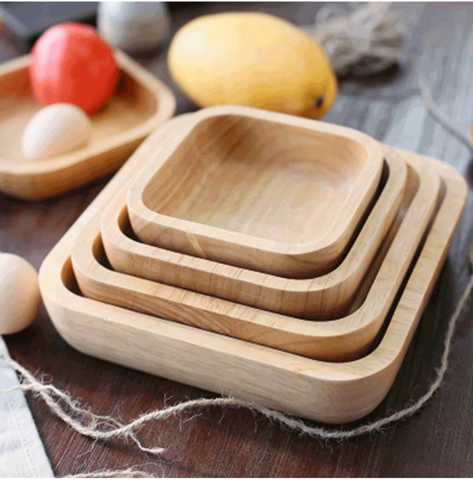 CAKEHOUD Creative Wooden Plate Japanese Fruit Salad Plate Home Smooth Wooden Bread Dish Tray Kitchen High Quality Service Tray