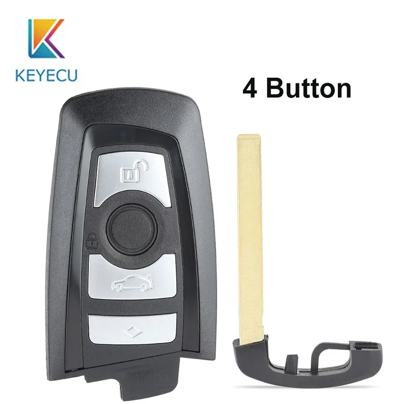 KEYECU Replacement CAS4 Smart Remote Control Car Key Shell Case With 4 Buttons Emergency Blade FOB for BMW New 5 7 Series