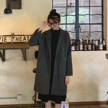 

куртка зимняя женская Woolen coat women Autumn Winter mid-length Loose student Fashion Casual woolen cloth Female abrigos mujer