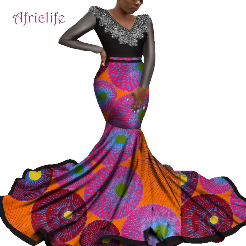 Свежий для свадебной одежды эластичный черный тюль с длинным рукавом Одежда Плюс Размер спиральный V ожерелье африканская женская одежда WY4733 - Цвет: 14