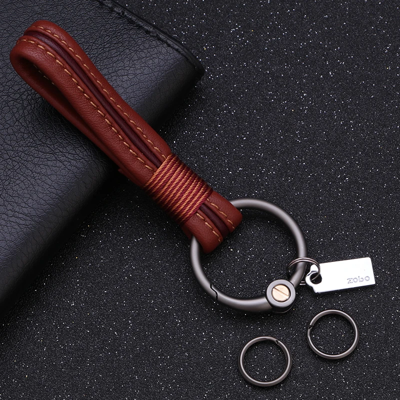 Details about   Leather Rope Handmade Keychain Leather Key Chain Ring Holder for Car Men Women 