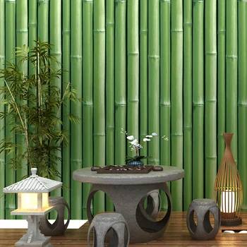 

Chinese Style 3D Stereo Bamboo Classic Wallpaper Living Room Tea House Dining Room PVC Waterproof Wall Paper For Walls 3 D Decor