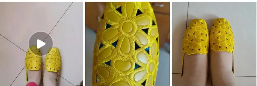 Cheap Square Toe Yellow Loafers Women Soft Leather Flats Big Size 42 Ladies Hollow Out Flat Shoes Woman Flats Embroidery Loafers