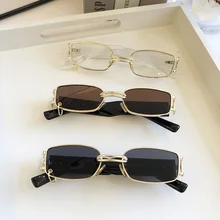 1 pçs 2020 unissex retangular óculos de sol de metal do vintage quadrado luxo masculino feminino retângulo óculos de sol uv400 motorista