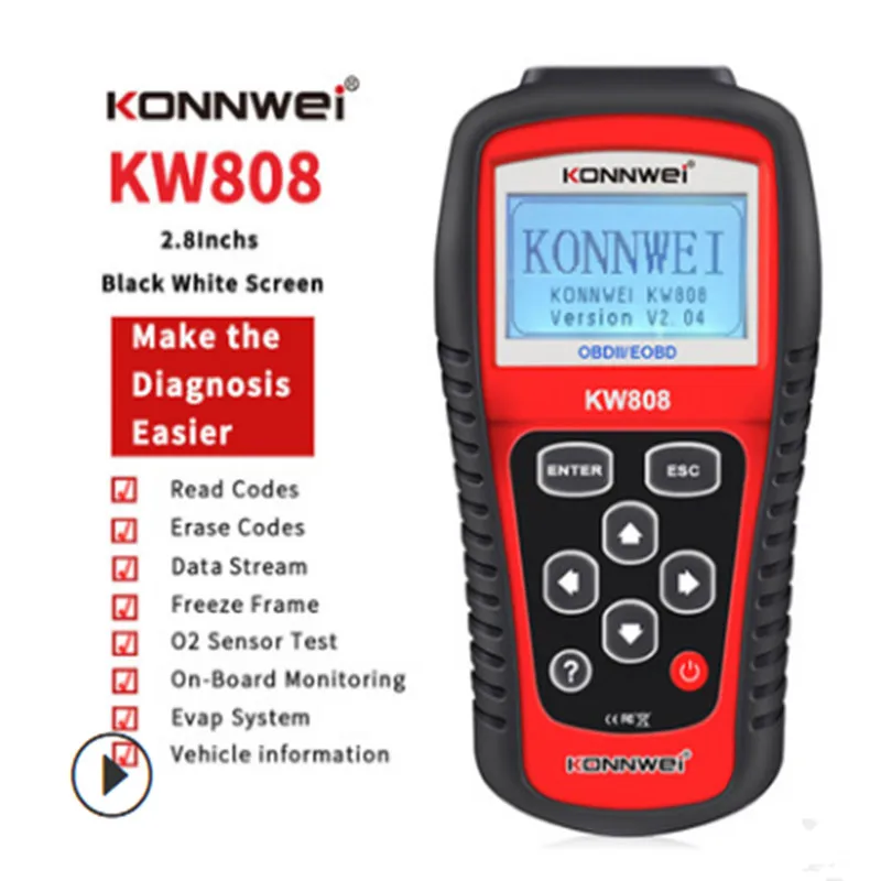 Новинка KONNWEI KW808 авто OBDII EOBD сканер диагностический инструмент считыватель кодов