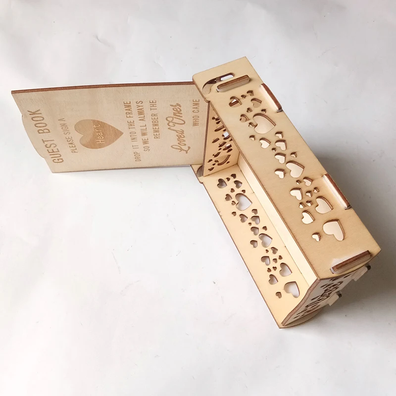 Creative DIY Wedding Gift Card Boxes Wooden Heart Card Box Beautiful Wedding Supplies For Birthday Party Decor 1set