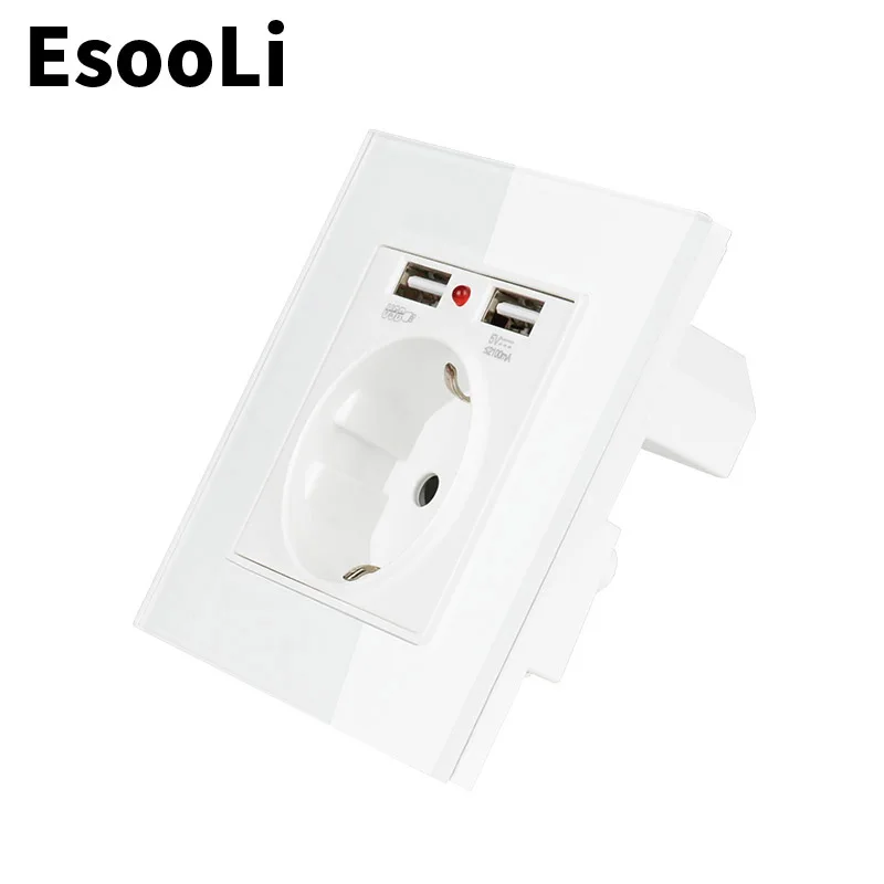 Штепсельная розетка EsooLi с двойным usb портом 2 1 А 16 А|Электрические розетки| |