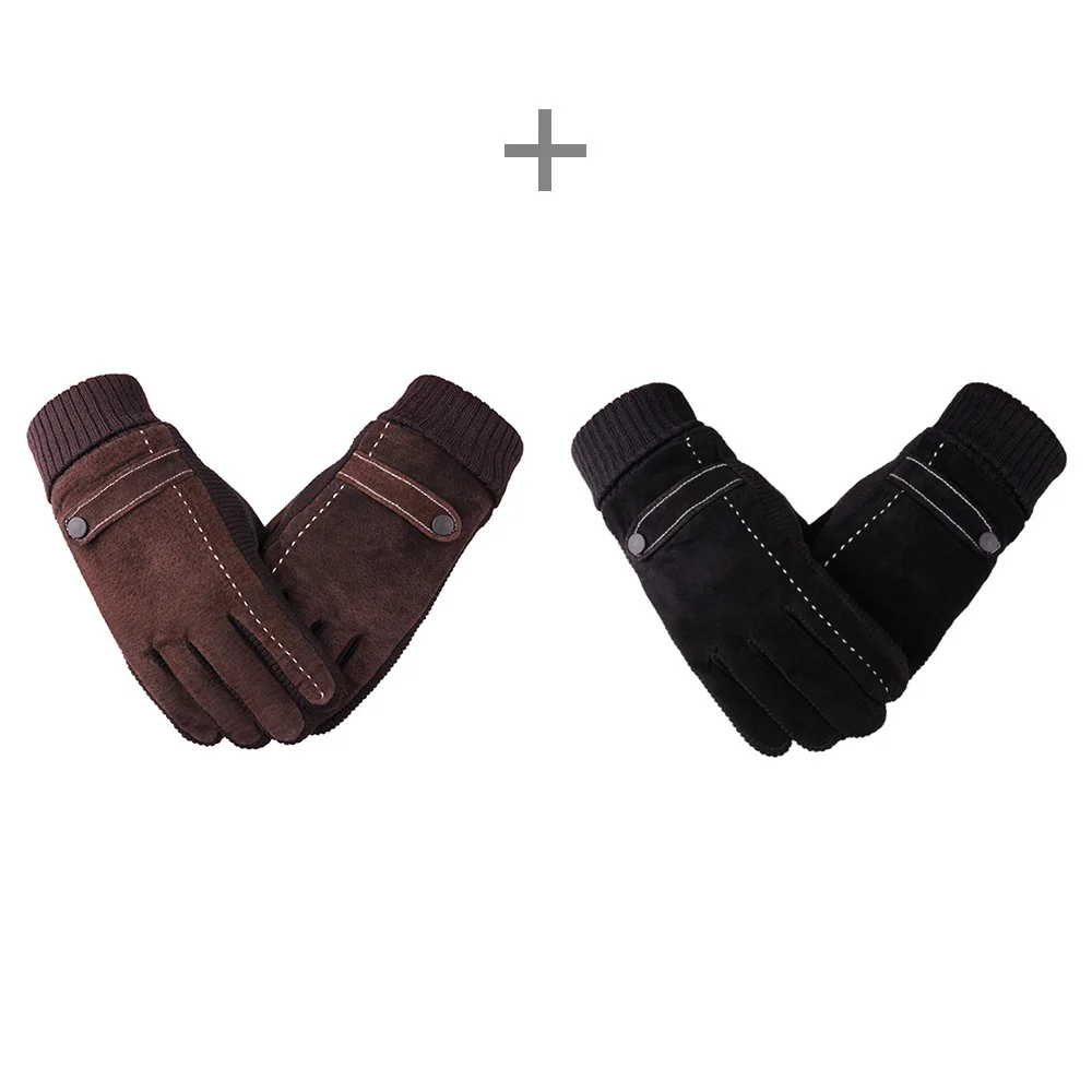 [AETRENDS] Мужские кожаные перчатки из свиной кожи, зимние мотоциклетные перчатки для вождения, O-0007 - Цвет: Brown 1 and Black 1