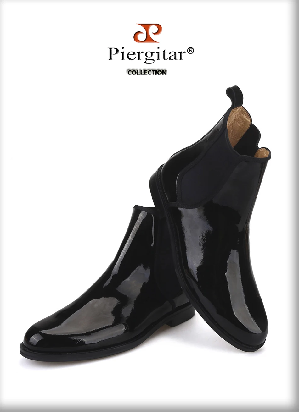 Piergitar/ г.; классические мужские ботинки челси из черной лакированной кожи в британском стиле; зимние стильные мужские повседневные ботинки ручной работы; большие размеры