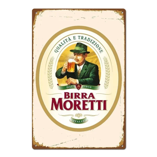 Birra Moretti итальянский Италия пива Винтаж Ретро жестяной знак металлический