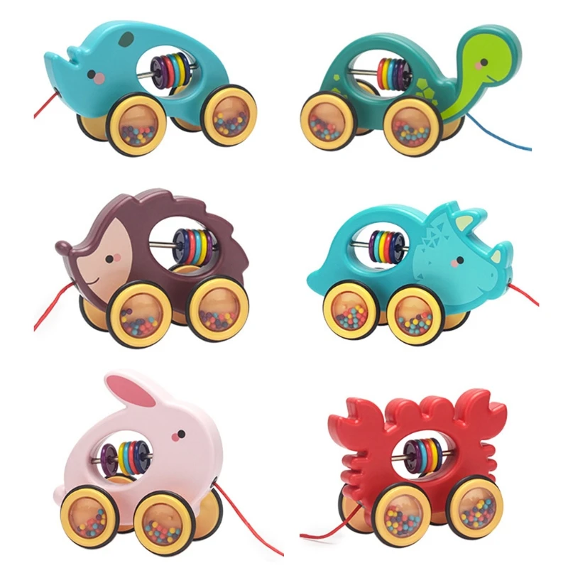 Toys Drag-Vehicles Animal Baby Kids Toddler Rattles Pull-Rope Car Gifts Early-Educational