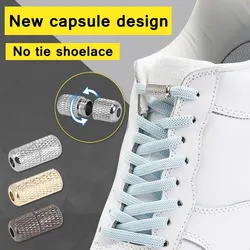 1pair Elastic Capsule Locking Shoelaces Flats No Tie Shoelace Quick Sneakers Shoe Laces Kids Adult Women Men Shoes Lace Strings