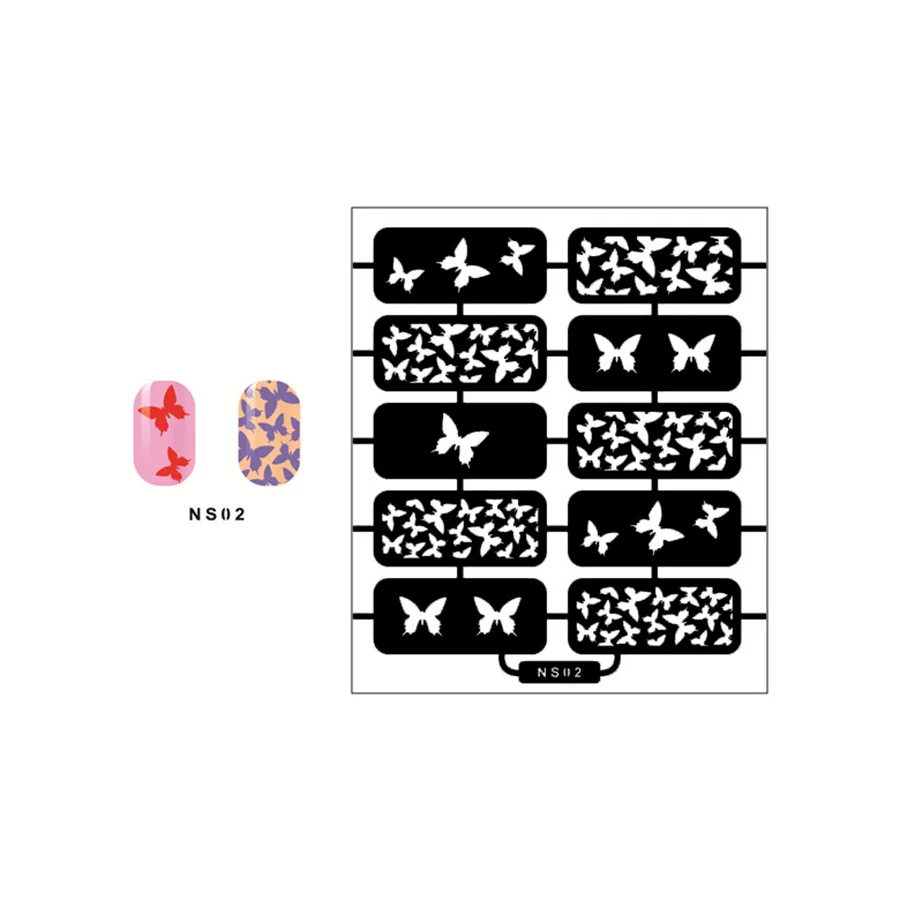 1 шт. цветок Diy Аэрограф для дизайна ногтей маникюр печать штамп инструмент трафареты для лака ногтей шаблонные штампы пластины дизайн NS02