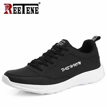 

REETENE Leather Men Sports Shoes Men Casual Sneakers Lace Up Soft Comfortable Casual Footwear Fashion Outdoor Running Male Shoes