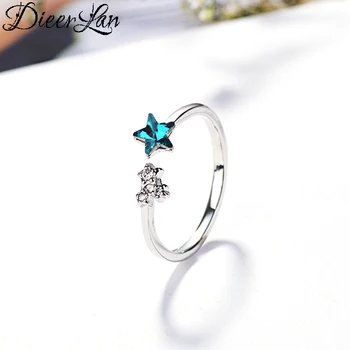 

Punk 925 Sterling Silver Crystal Star Finger Rings For Women Antique Ring Christmas Gifts Jewelry 2020