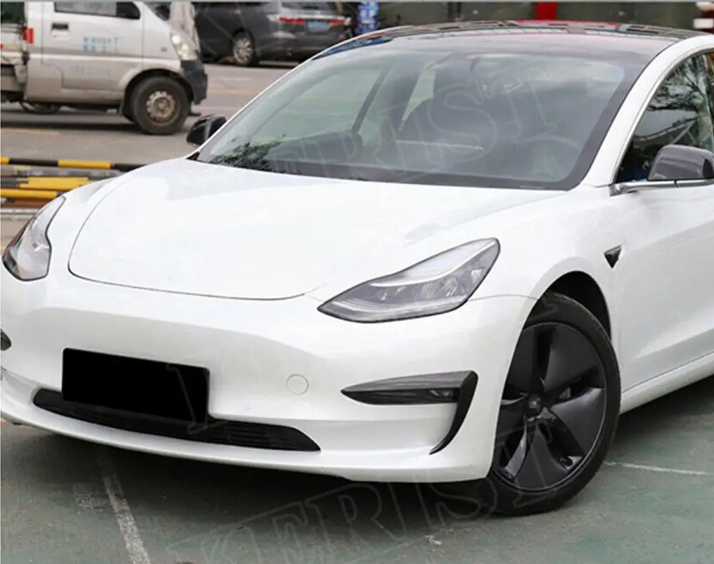 Углеродное волокно переднего бампера боковые Canards сплиттер спойлер для tesla модель 3-up Автомобильный Стайлинг
