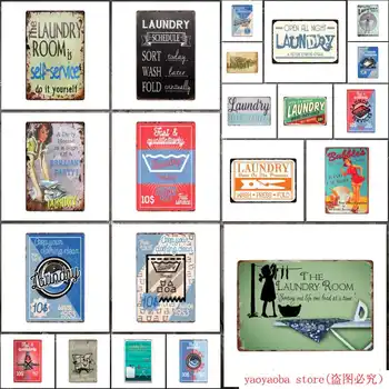 

Fifties Comic Book Style Retro Laundry Sign Wall Decor Metal Plate Vintage Poster Laundry Room Decoration Plate xcm