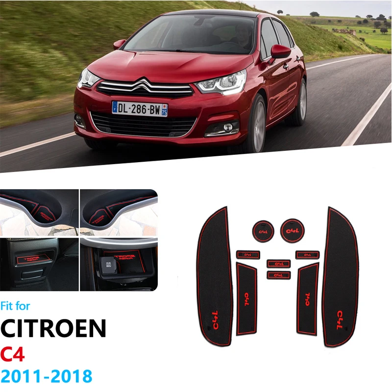 Противоскользящий резиновый коврик со слотом для ворот и чашки Citroen C4 2011 2012 2013 2014