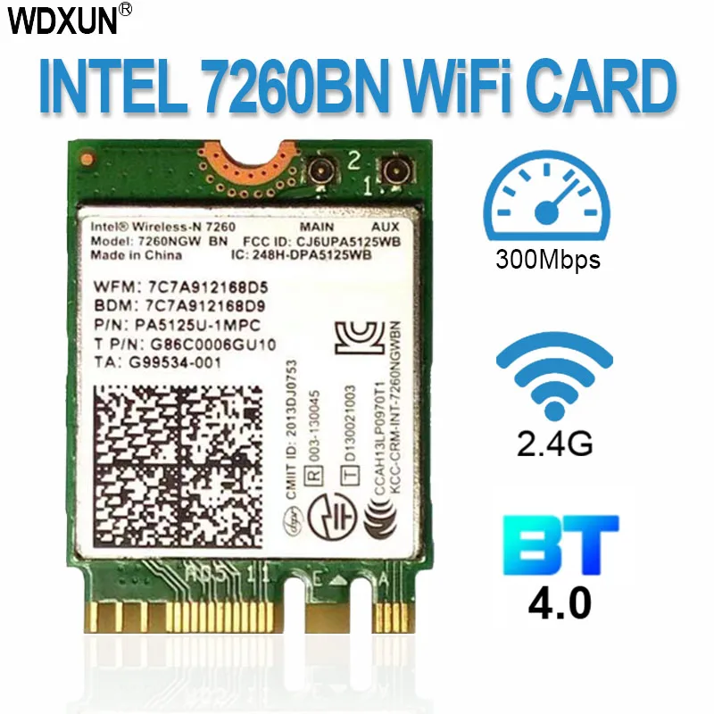 Беспроводная сетевая карта N 7260 для Intel 7260BN 7260NGW BN7260 wifi Bluetooth 4,0 NGFF M2 карта 300 Мбит/с Wi-Fi адаптер