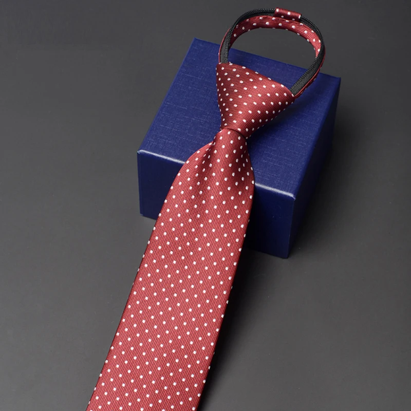 

Brand New Men's Wedding Tie High Quality 8CM Wide Zipper Neck Tie For Men Fashion Casual Necktie Groom Party Neck Tie Red