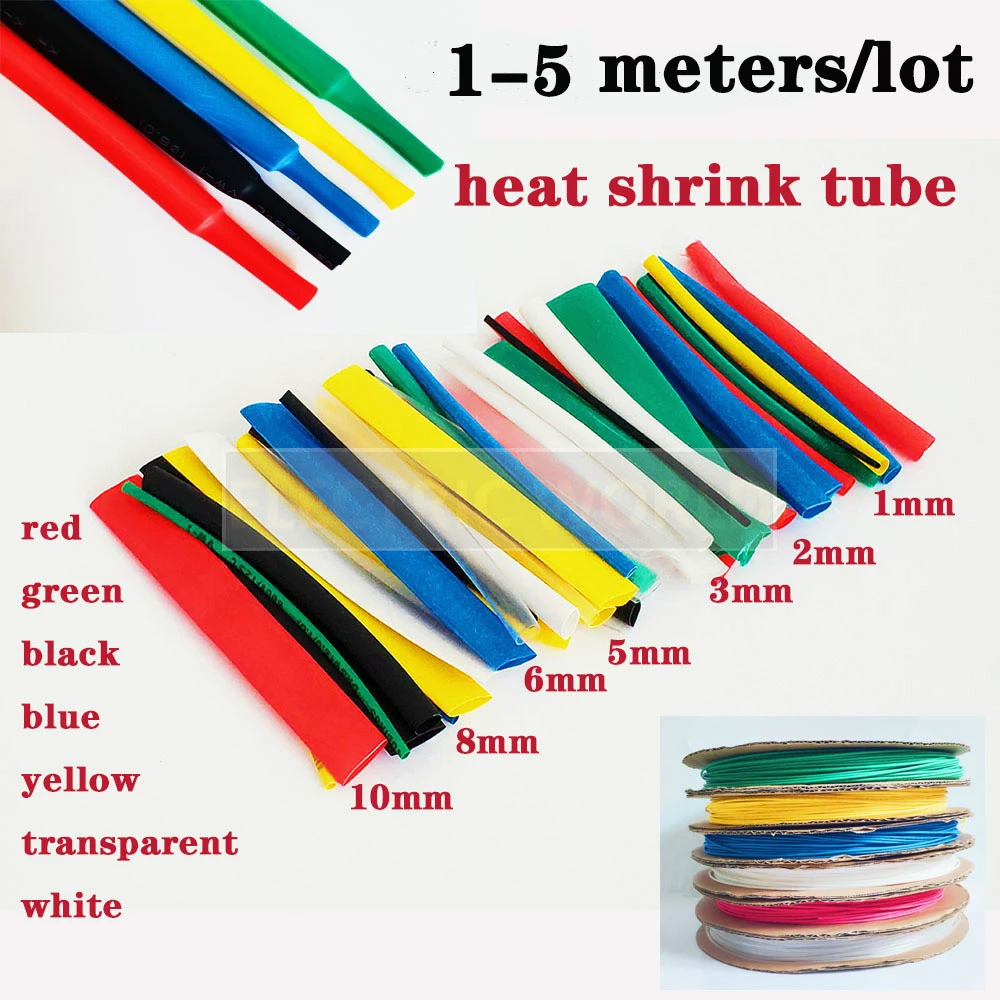 Various Sizes & Colour Heat Shrink Tube Sleeving Wire Wrap Heatshrink 10mm-50mm