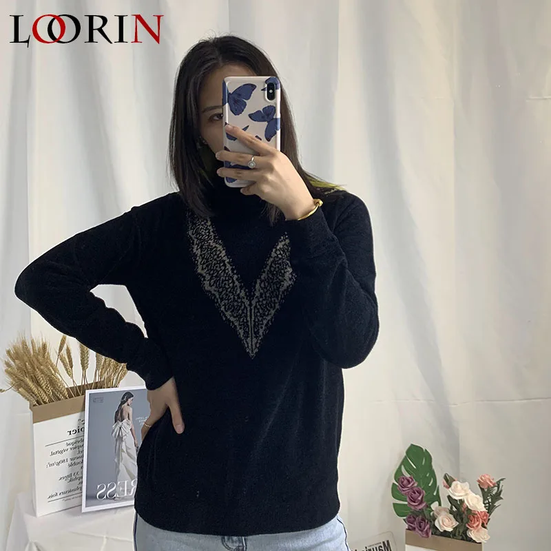 LORIN New-coming sweater Autumn Winter velvet Turtleneck Pullovers Sweaters long sleeve Fashion Slim-fit tight female | Женская одежда