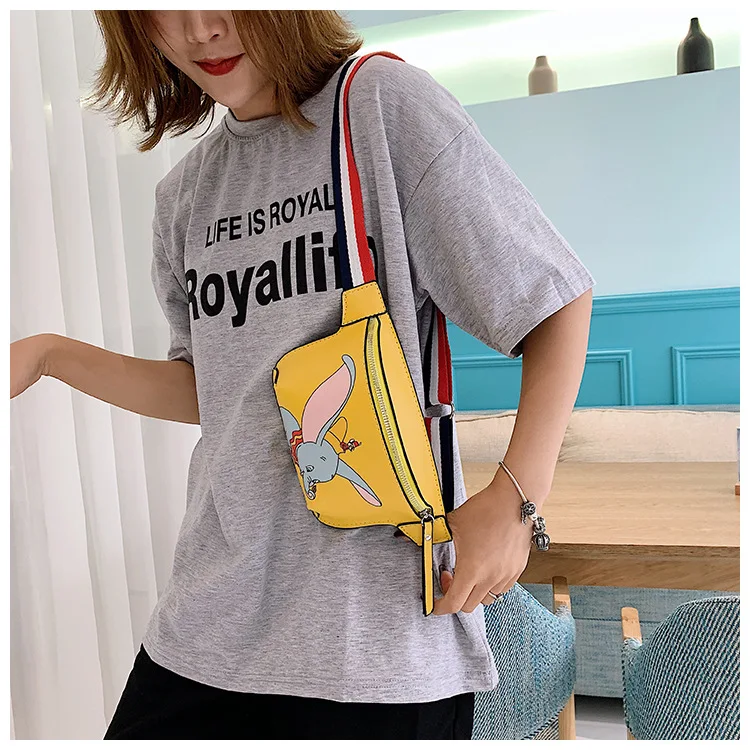 

Summer New Style Wallet 2019 on PU Leather Casual Sports Waist Pack Cartoon Printed Crossbody Bag