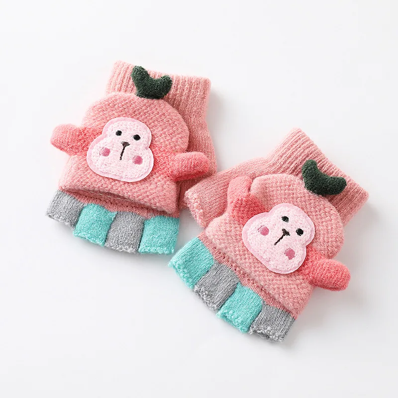 newborn socks for babies 1-4 Years Old Children Winter Fingerless Gloves Kids Cute Monkey Warm Soft Knitted Mittens Girls Boys Indoor and Outdoor Gloves baby accessories drawing	