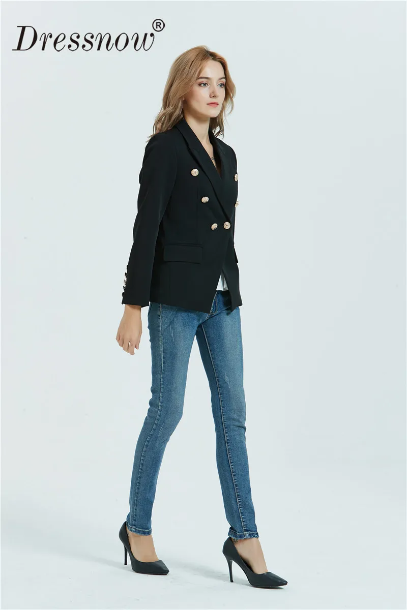 Dressnow женский двубортный Тонкий Блейзер Женский черный офисный костюм с длинным рукавом женский весенний и осенний модный блейзер