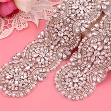 Bridal dress belt wedding with silver crystals rhinestone applique sash belts for wedding dress