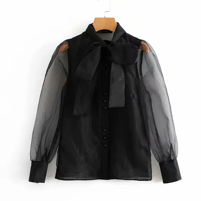 organza blouse black