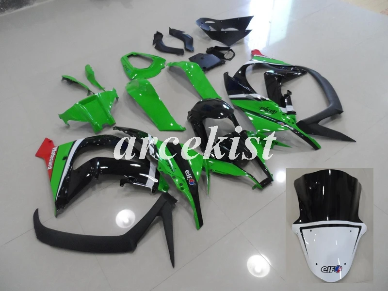 green black ABS полный обтекатель комплект подходит для kawasaki Ninja ZX-10R ZX10R 2011 2012 2013 Кузов Набор 11 12 13 14 15 зеленый глянец - Цвет: green black