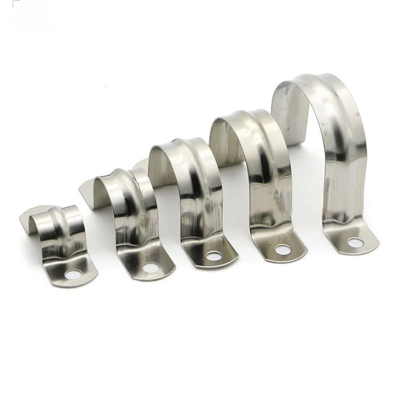100PCS Stainless Steel Plumbing Pipe Saddle Clip Brackets Saddle Pipe Clip Clamp 
