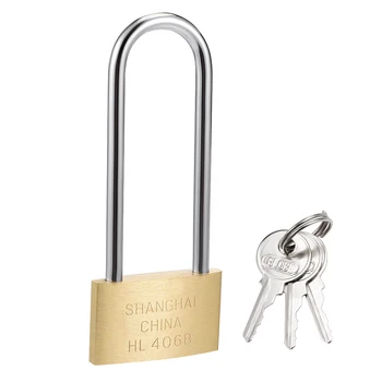 

uxcell Brass Padlock, Keyed Different, 60mm Wide Brushed Long Harden Shackle