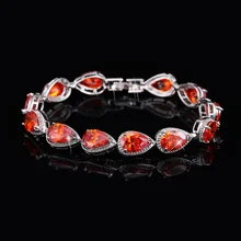AAA Red Zircon Tennis Chain Bracelet Men's Women Jewelry Copper Material Gold Silver Rose Color Water Drop CZ Bracelet Link