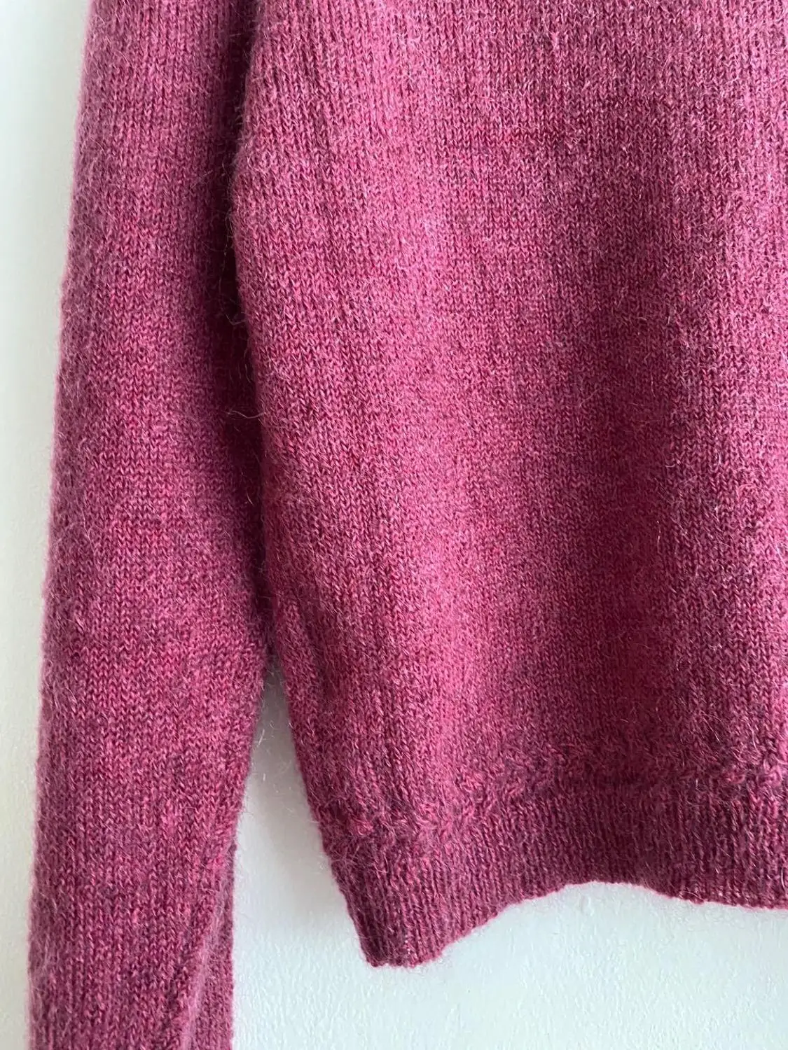 Women Mohair Knit Sweater Long Puff Sleeve Vintage