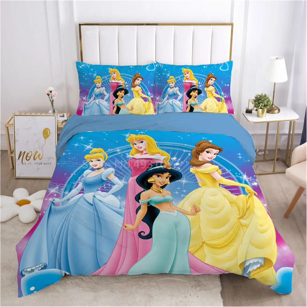 Thick Disney 3d Prints Belle Princess Cinderella Duvet Cover Sets