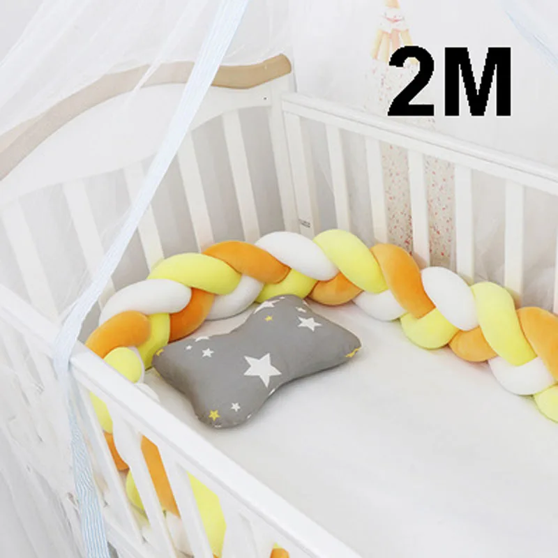 2M Multicolor 7 1 м/2 м Длина новорожденного ребенка кровать бампер чистый плетение плюшевый узел кроватки бампер детская кровать кроватки бортики защита для кроватки Декор детской комнаты - Цвет: 2M Multicolor 7
