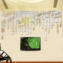 2X2 см 100 шт. мозаика квадратное зеркало стикер гостиная спальня диван ТВ фон