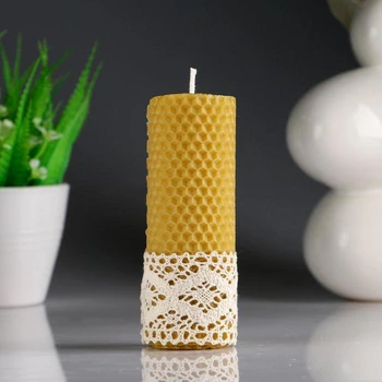 

Candle made of wax "classics" with lace, honey, 4,7 × 13 cm 4852682