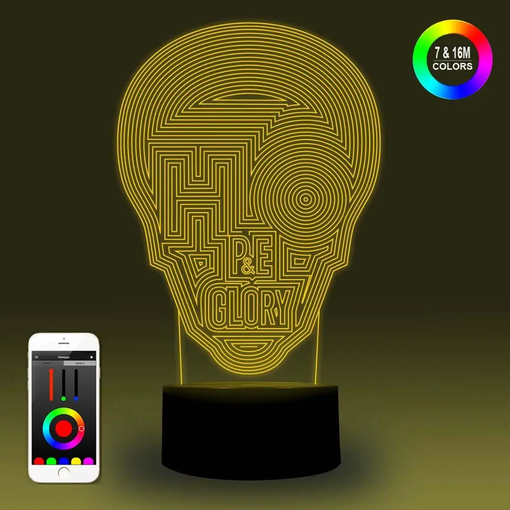 NiteApps 3D нет лицо голова ночник стол Иллюзия украшение лампа подарок на день рождения приложение/сенсорный контроль