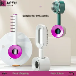 Haoyunma Dressing Table Shelf Ladies Special Long Hair Cushion Comb Anti-Hair Loss Curly Hair Massage Comb Rose Purple Set Verti